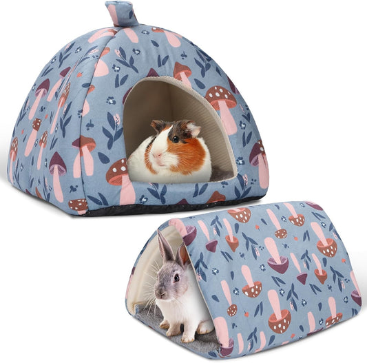2-Pack Guinea Pig Hideout with Tunnel for Small Animals(Guinea Pig Bedding Warm & Lightweight, Easy to Clean)