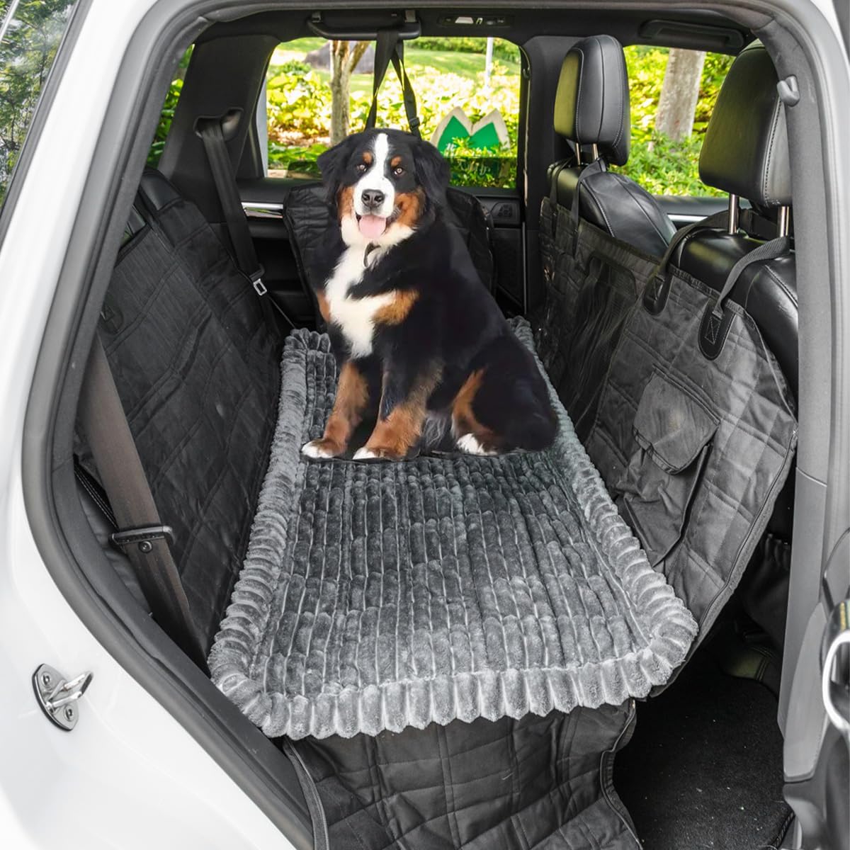 Non-Slip Dog Bed Mat for Car, Fuzzy Backseat Pet Mat, Travel Pet-Friendly Seat Cover for Cars, Compatible with Backseat Extenders and Seat Protectors 24.8x54 inch