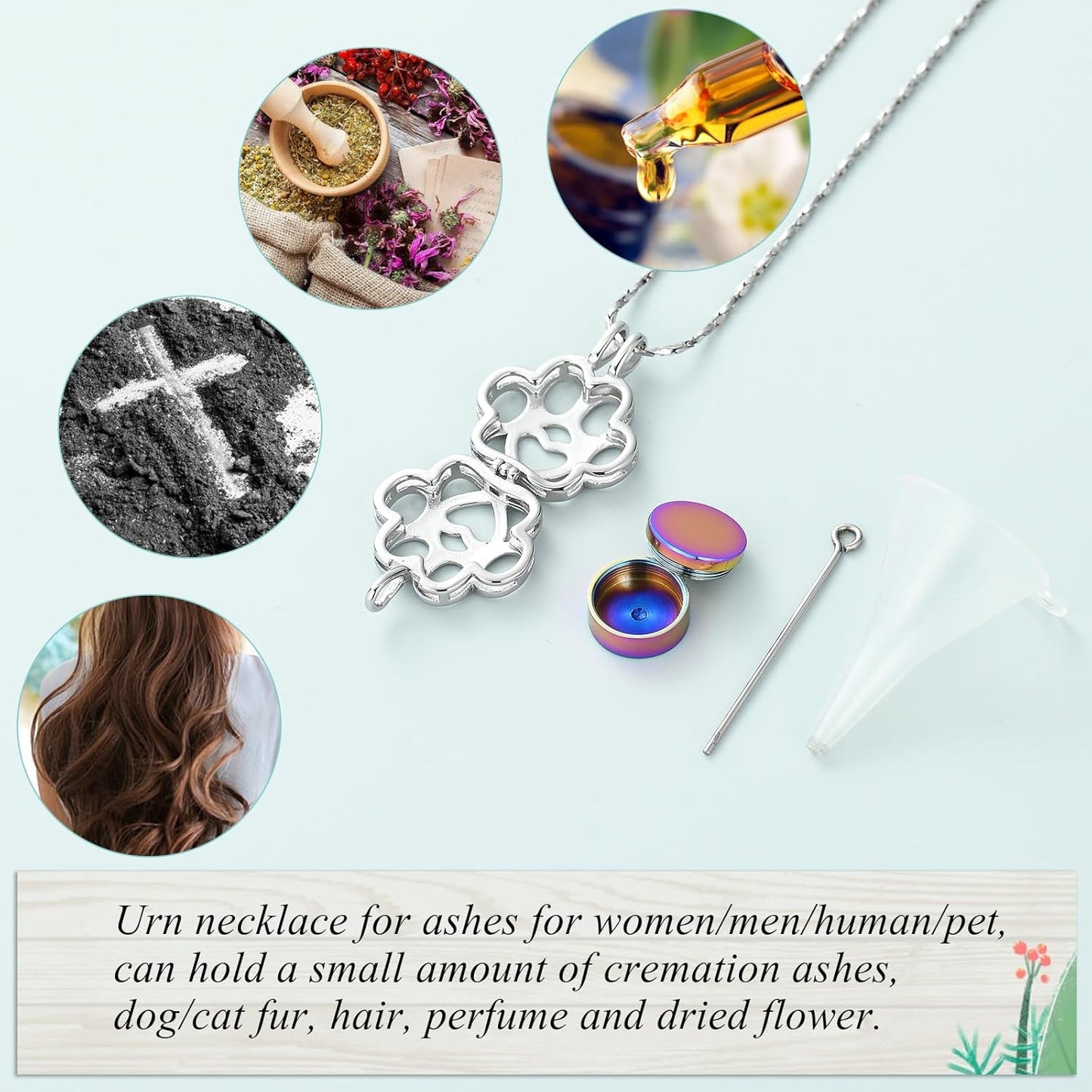 Imrsanl Pet Ashes Necklace Cremation Jewelry for Cat Dog Ashes Pendant Paw Print Urn Necklace for Women Men Keepsake Jewelry for Memorial Locket