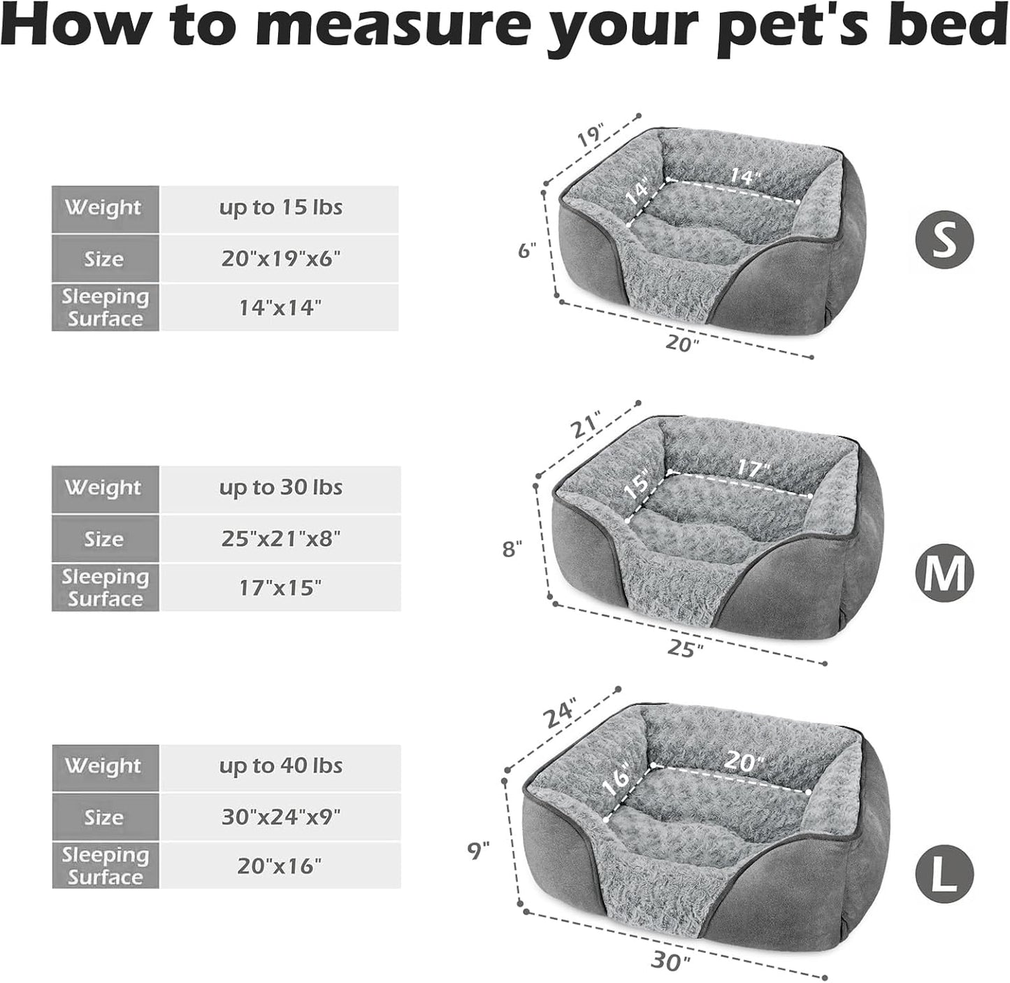 INVENHO Small Dog Bed Rectangle Washable Orthopedic Soft Calming Sleeping Durable Pet Cuddler with Anti-Slip Bottom