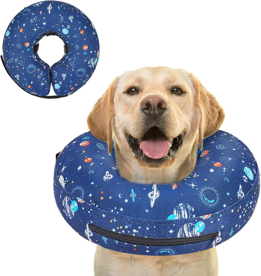 Inflatable Dog Cone Collar for After Surgery, Dog Donut Collar After Surgery, Soft Pet Cone for Small Medium Large Dogs to Stop Licking