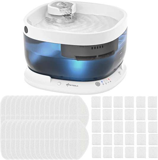 Wireless Dog Water Fountain with 30 Filter,Battery Operated Dog Water Dispenser with Motion Sensor, 237 oz/ 7L Cordless Fountain Water Bowl for Large Dogs Cat(Replacement Filter for 7.5 Months)