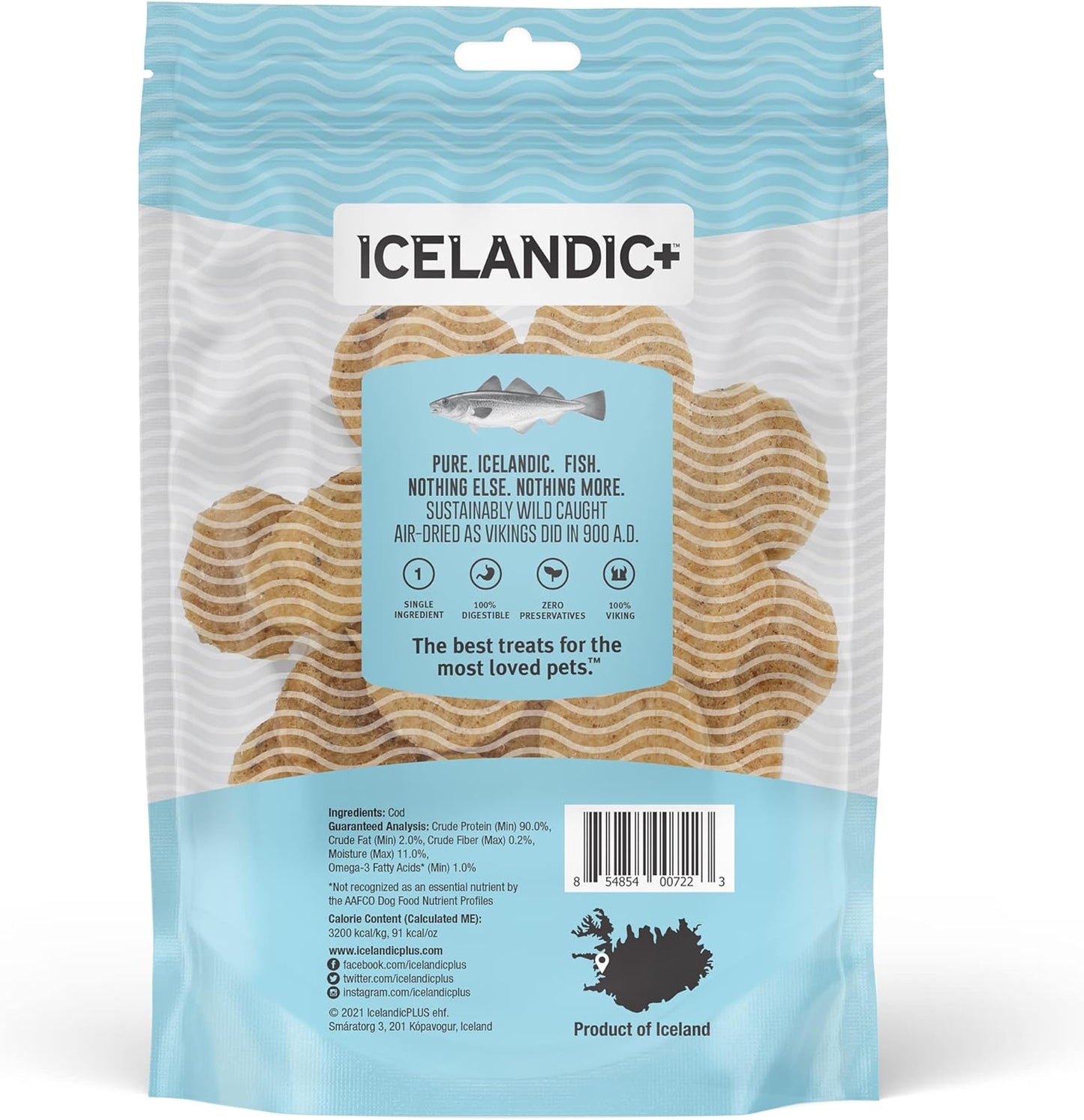 Icelandic+ Fish Chips: Cod - 2.5oz Bag, Dog Treats, Pure Wild-Caught & Air-Dried, Single Ingredient Crunchy Pet Snacks, Just The Fish Nothing Else (Pack of 2)
