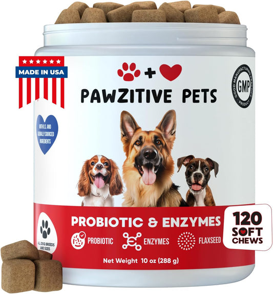 Chewable Probiotics for Dogs - Immune Support - Digestive Health - Probiotic Chews for Gut Health, Itchy Skin, Diarrhea - USA Product, Enzymes - Dog Digestive Support & Allergy Relief Chews