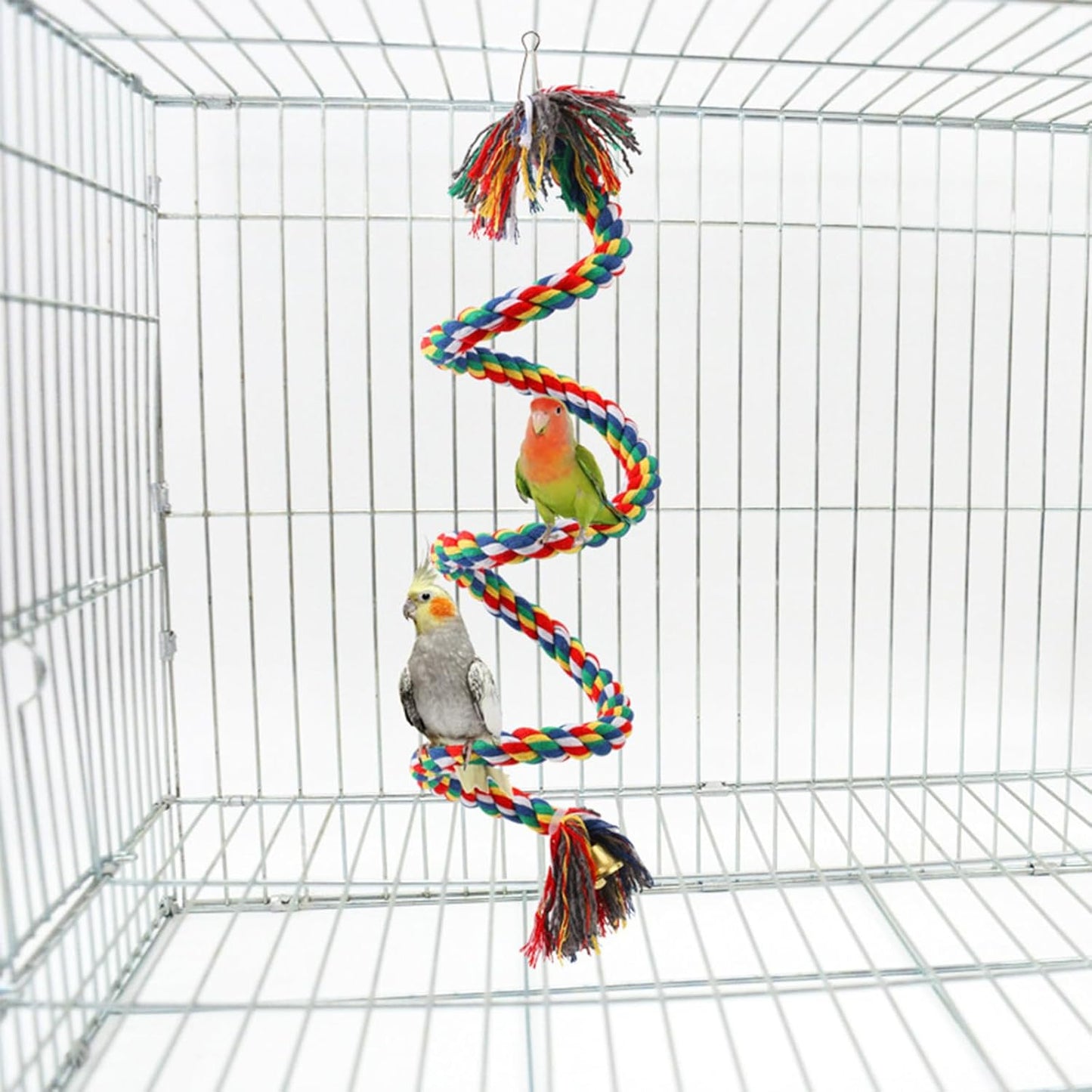 Bird Perch,Bird Rope Perch & Birds Swing Set,Bird perches for cage,Rope Perch for Conures,Parrots,Cockatiel,Lovebird,Budgerigar,Parakeet perches for cage