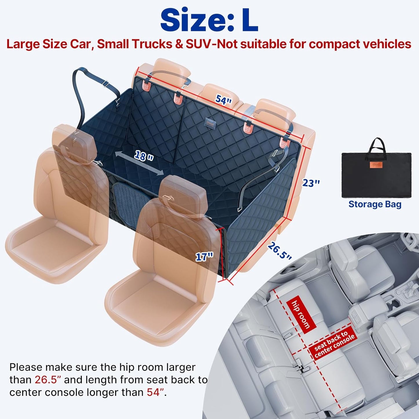 Convertible Back Seat Extender for Dogs, Foldable 400lbs Hard Bottom Dog Car Seat Cover for Back Seat, Waterproof Dog Hammock Bed Backseat Cover for Dogs in Car SUV Truck Pet Seat Cover Black L