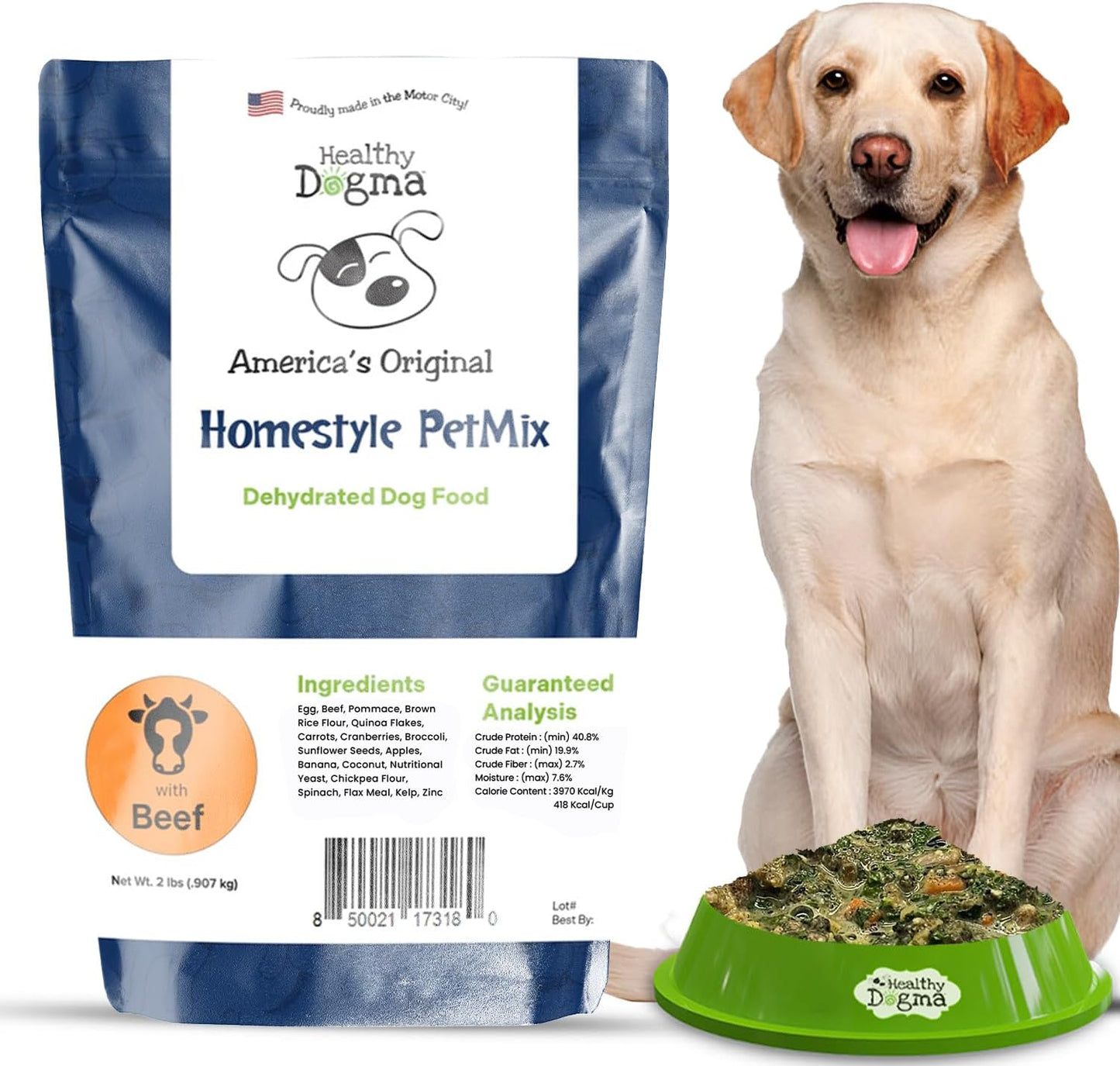 Healthy Dogma - Homestyle PetMix Dehydrated Dog Food with Beef & Raw, Clean Ingredient - No Preservatives, Homemade Dog Food (Homestyle PetMix with Beef, 2 lbs)