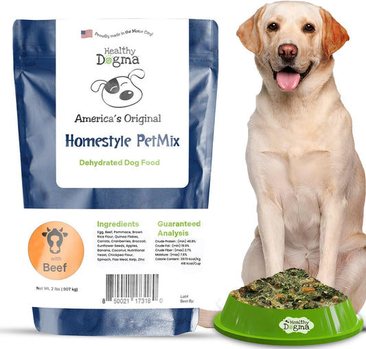 Healthy Dogma - Homestyle PetMix Dehydrated Dog Food with Beef & Raw, Clean Ingredient - No Preservatives, Homemade Dog Food (Homestyle PetMix with Beef, 2 lbs)