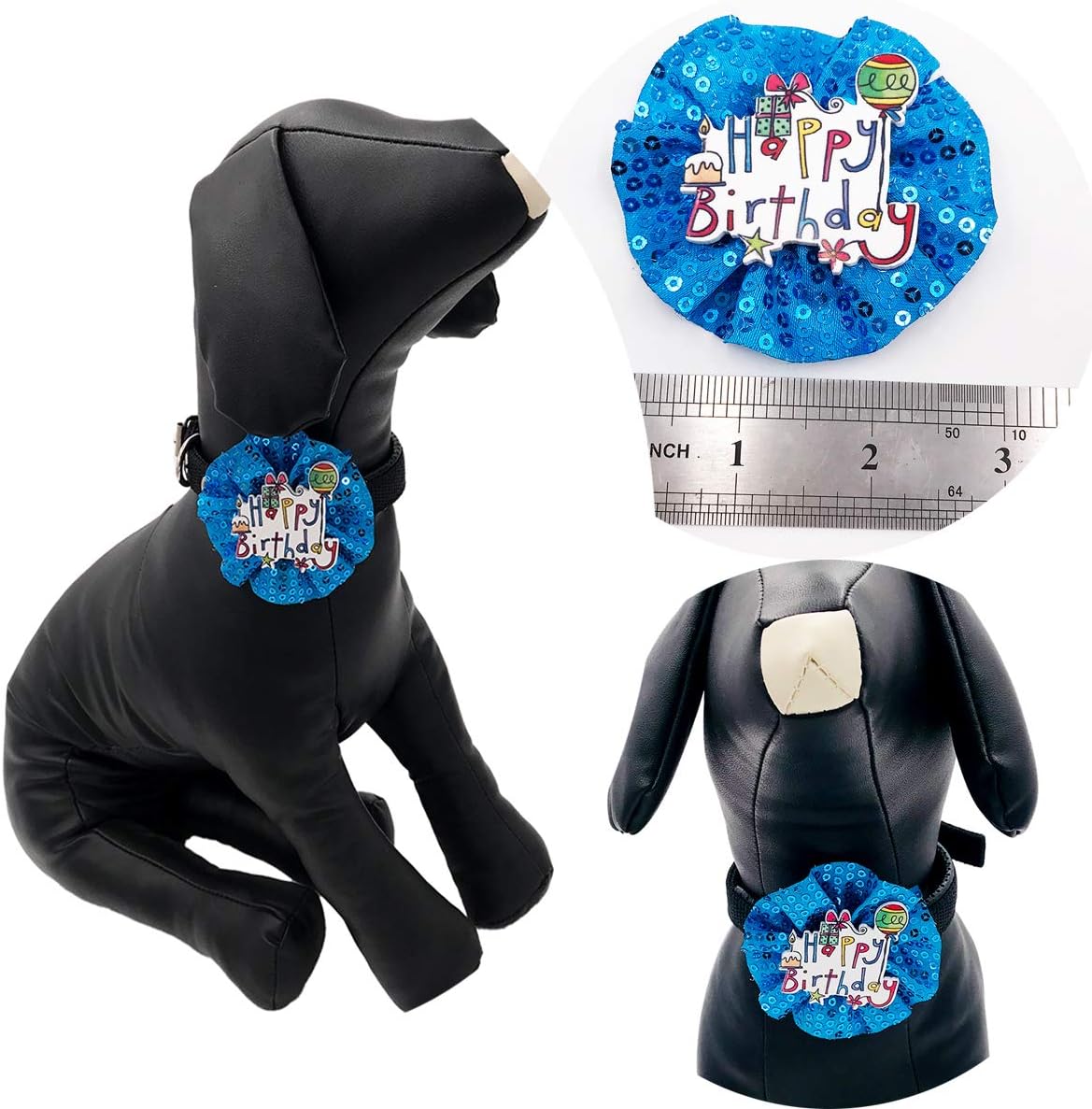 PET SHOW Blue Crown Dog Birthday Party Hat with Bandana and Collar Bows Charms Costume Set Reusable Birthday Party Headband Puppies Cat Kitten Hats with 0-9 Figures Charms Grooming Accessories