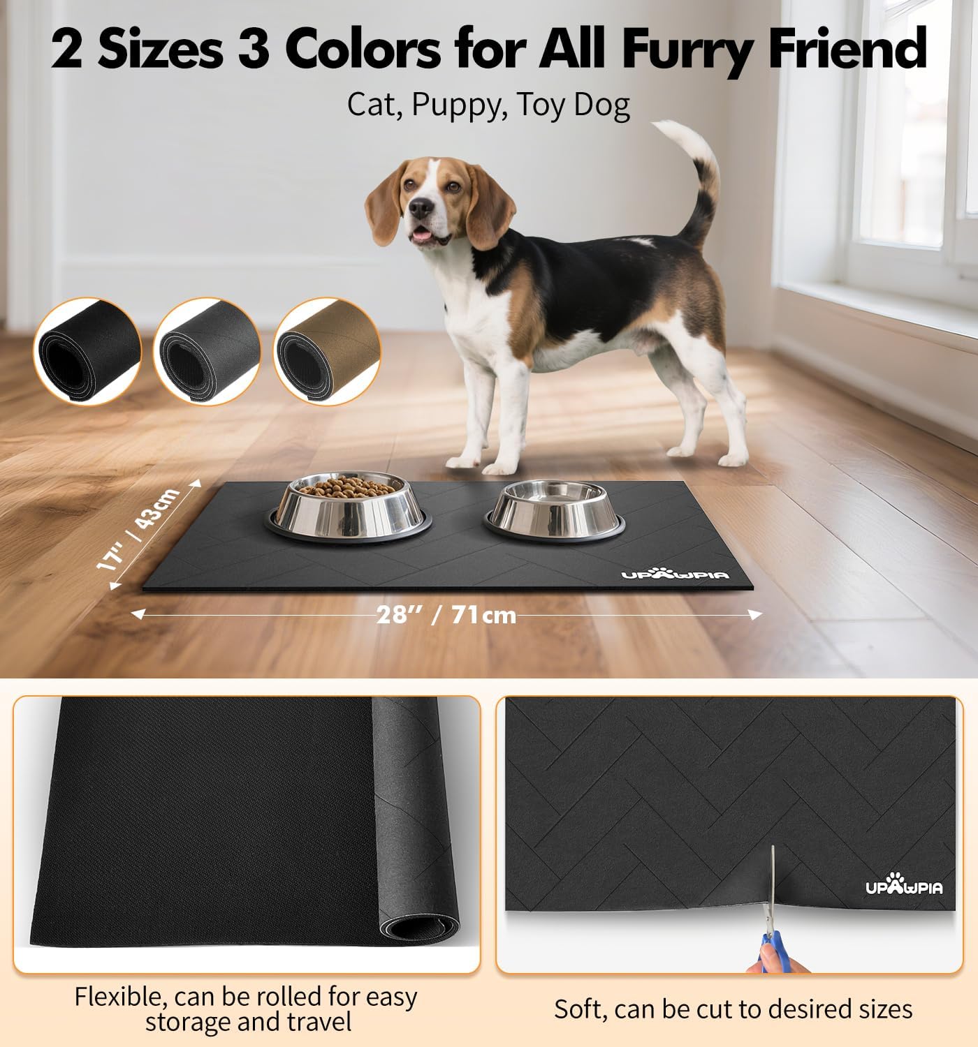 Pet Food Mat Absorbent Cat Food Mat Dog Mat for Food and Water Quick Dry No Stains Dog Feeding Mat Placemat for Messy Drinkers Cat Food Mats for Indoor Cats Bowl Mats Pet Supplies 17"X28" Grey