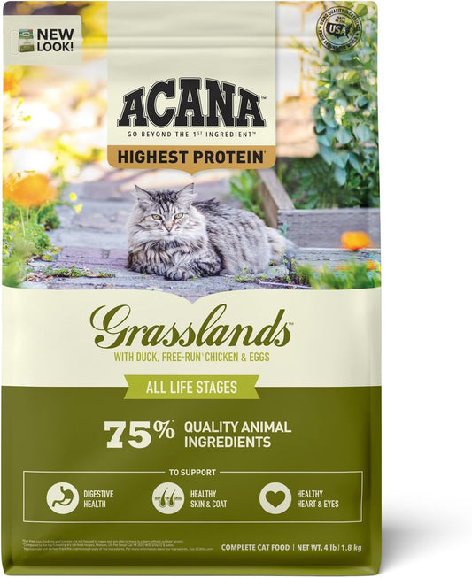 ACANA Grain-free Dry Cat Food Grasslands Chicken Duck Turkey Fish and Quail 4lb Bag