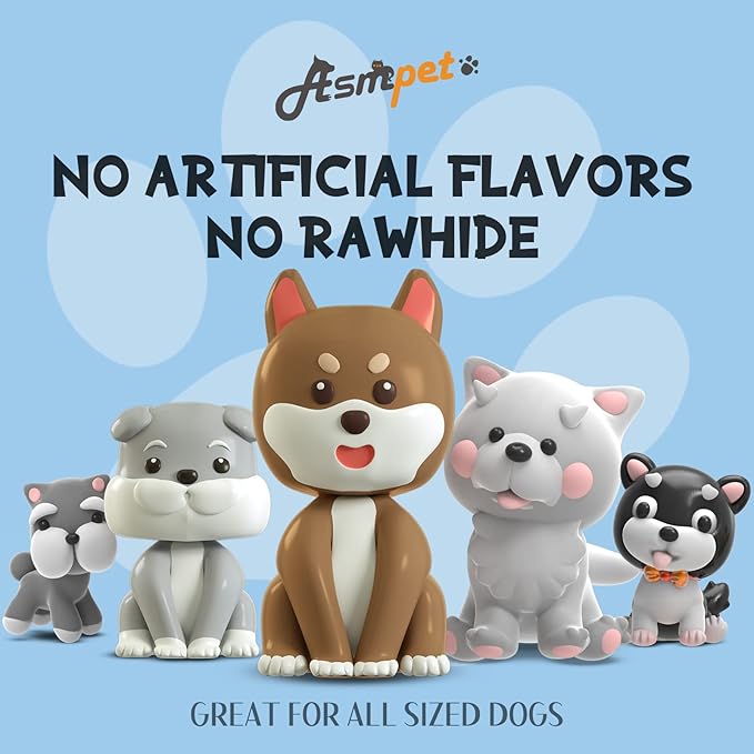 ASMPET Dog Treats Chews, Chicken Wrapped Cod Skin Knotted Bones Rawhide-Free & Grain-Free for Small Medium Large Breeds