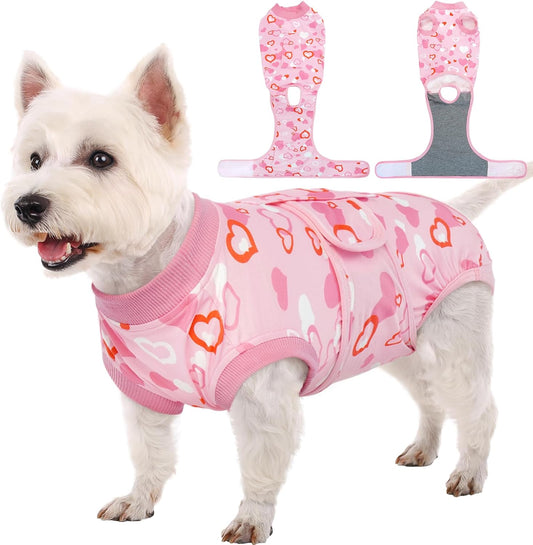 Kuoser Dog Surgery Recovery Suit, Valentine's Day Doggie Surgical Shirt for Female Male Dogs, Pet Onesies for Small Medium LargeDogs