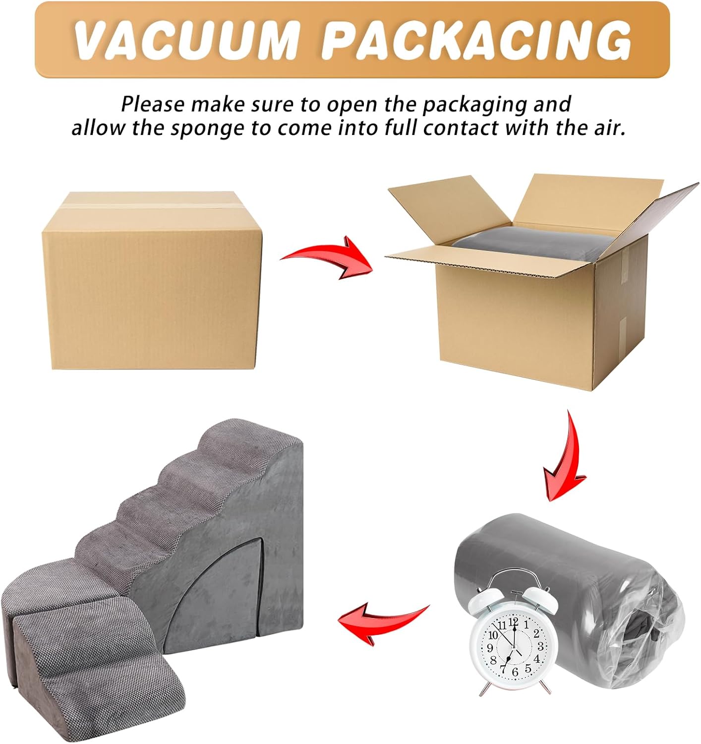 Dog Stairs for High Beds up to 32" H, A.FATI 6 Step Pet Ramp with Machine Washable Cover, Non-Slip Dog Steps for Bed for Small/Medium/Old Dogs, 30D Foam Pet Stairs