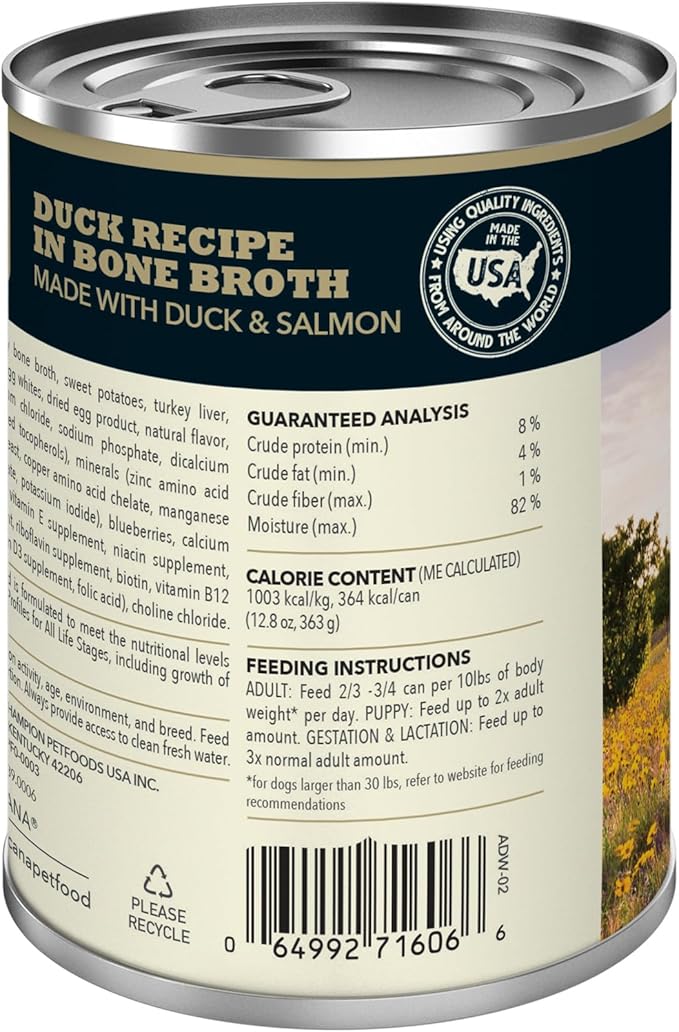 ACANA Premium Chunks in Bone Broth Grain-free Wet Dog Food Duck Recipe 12.8oz Cans (12 Count)