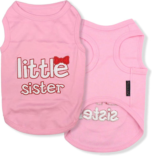 Parisian Pet Dog Cat Clothes Tee Shirts Little Sister T-Shirt, XL