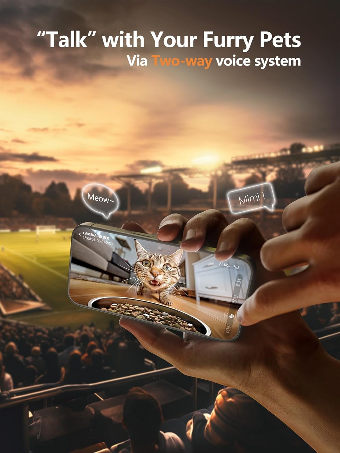 Automatic Cat Feeder with Camera - 5G WiFi Auto Cat Food Dispenser, 1080P HD Video with Night Vision, 1-15 Meals, 1-99 Portions, 2-Way Audio, Keeps Food Fresh, Timed Pet Feeder Also for Dogs