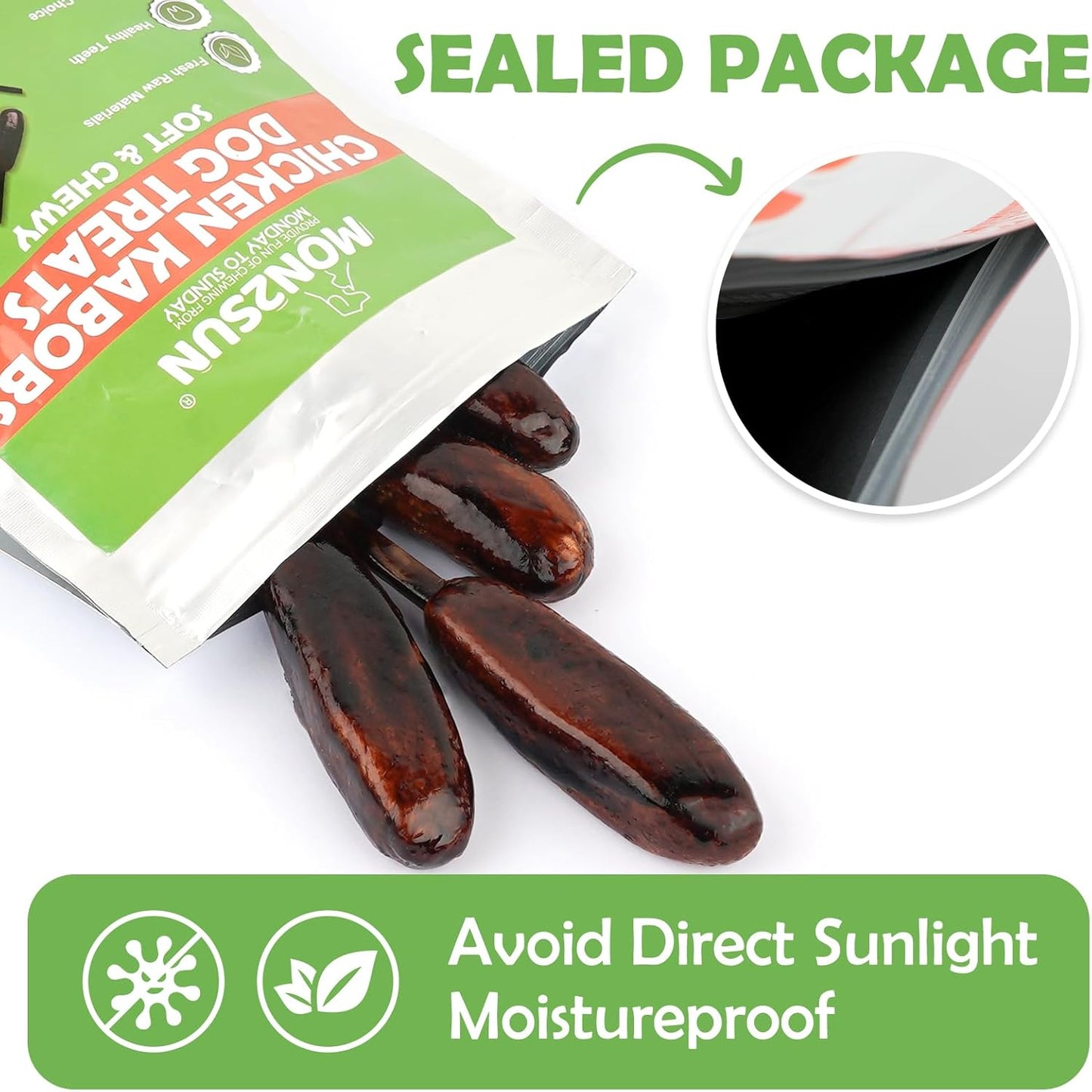 MON2SUN Dog Treats 5 Inch Chicken Kabobs Treats, Rawhide-Free, Easy to Digest, Low Fat for Small Dogs, 10.6 oz (10 Count)