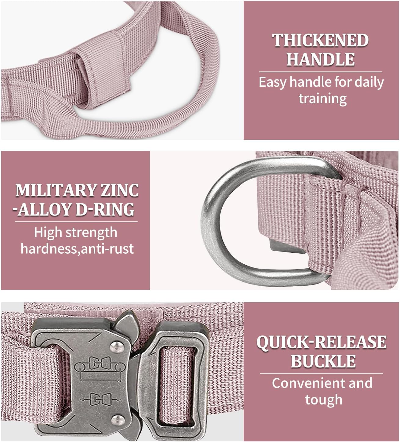 COOYOO Dog Collar,3 Piece Set Tactical Dog Collars, Adjustable Military Training Nylon Dog Collar with Control Handle and Heavy Metal Buckle for Medium and Large Dogs