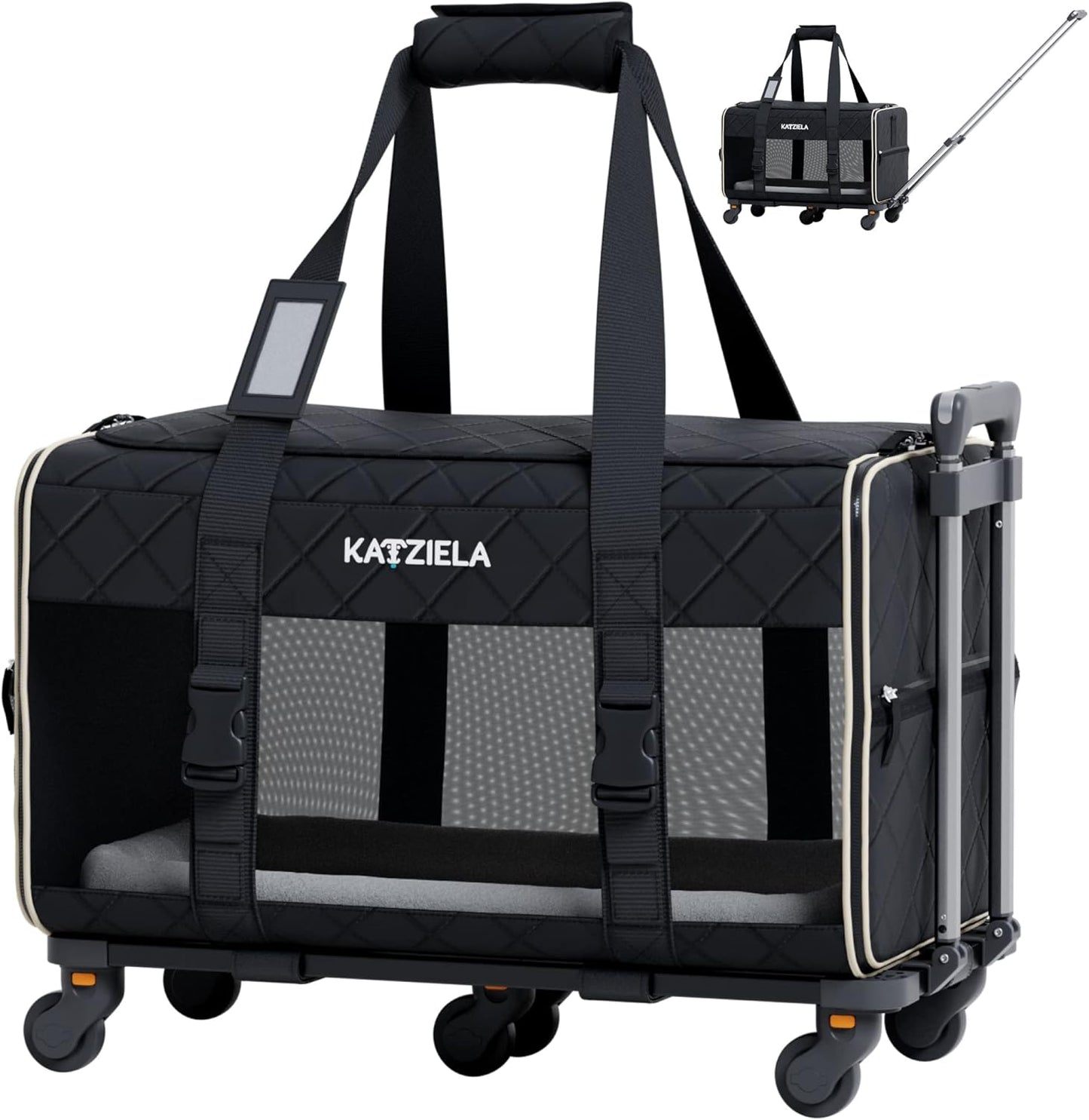 Pet Carrier Airline Approved - Dog Carrier with Wheels - TSA Airline Approved Dog Carrier - Rolling Pet Carrier with Wheels for Small to Medium Size Cat or Dog - Airplane Cabin Animal