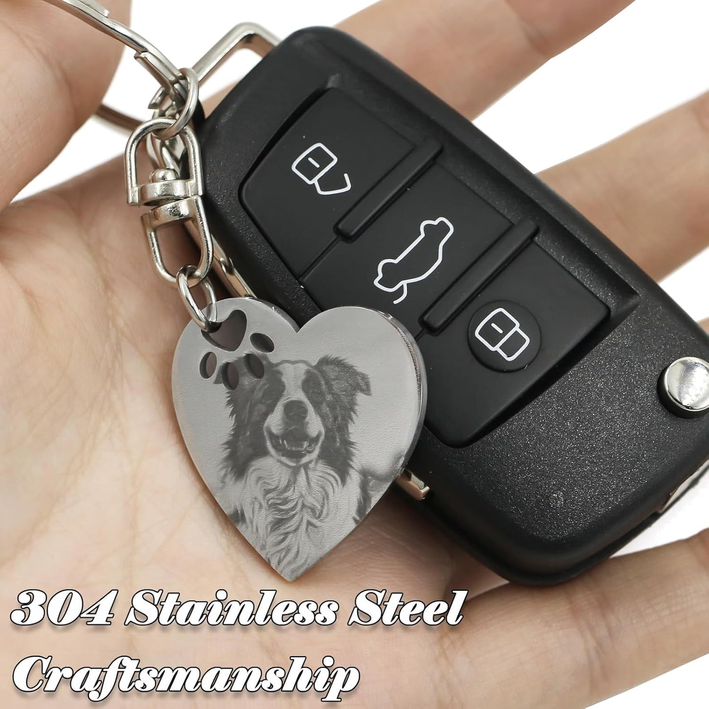 Engraved Dog Keychain Personalized - Custom Pet Picture Keychain Memorial Gifts for Dog Cat Lovers