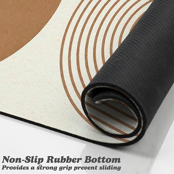 Dog Food Mats for Floors Waterproof, Cat Water Bowl Mats Pet Feeding Absorbent Mat Placemats for Food and Water Beige Bohemia 24 * 32 inch