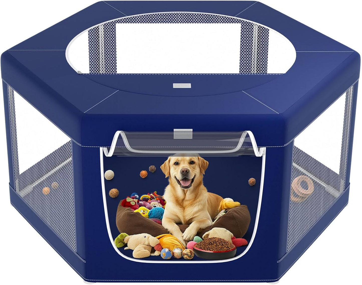 Hexagonal Dog playpen, 45Inch Soft Puppy Playpen with 600D Oxford Fabric, Stable Structure with Thickend Stainless Steel Tubes, 25.6 Inch Height Pet Playpen for Small and Medium