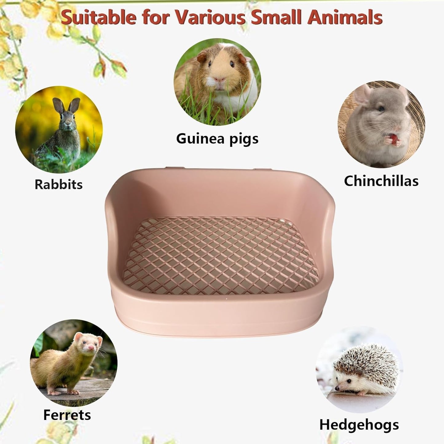 Tfwadmx Rabbit Litter Box Bunny Potty Training Litter Boxes Guinea Pig Corner Bedding Box Small Animal Toilet for Ferret,Chinchilla,Galesaur(Pink)