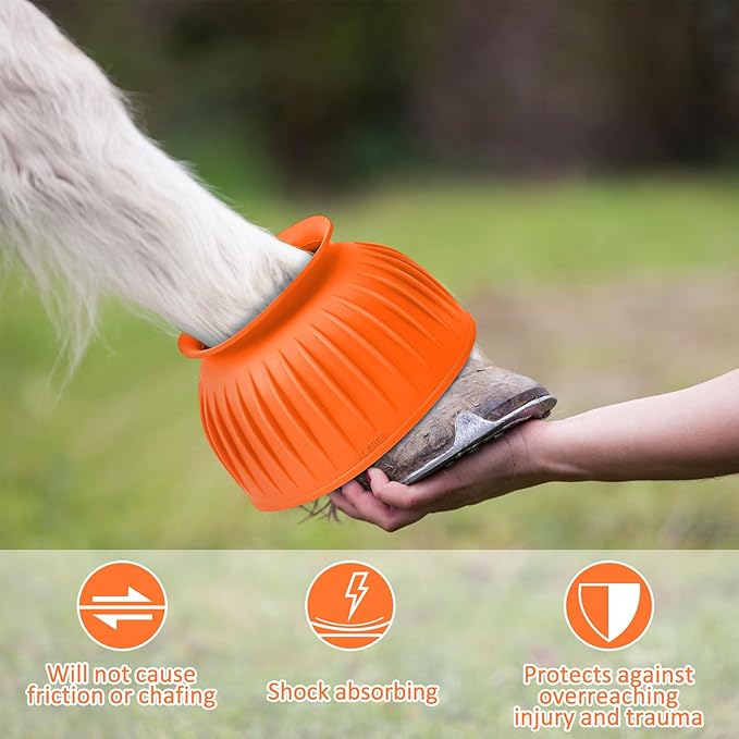 Abbylike Horse Bell Boots Protect Against Hoof Impact Trauma Rubber Bell Boots Horse Care for Turnout No Rub Design Comfort Quick Wrap Hook and Loop