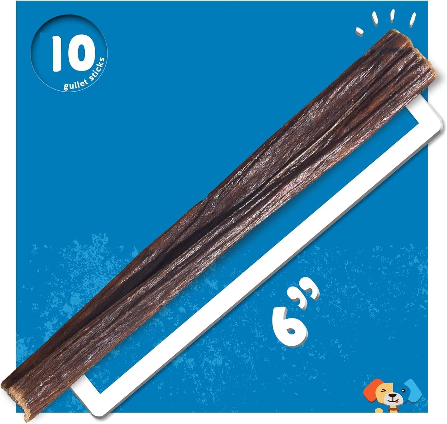 Jack&Pup 6-inch Gullet Sticks for Dogs – Odor Free Joint Health Support Dog Chews - Naturally Rich in Glucosamine and Chondroitin (10 Pack)