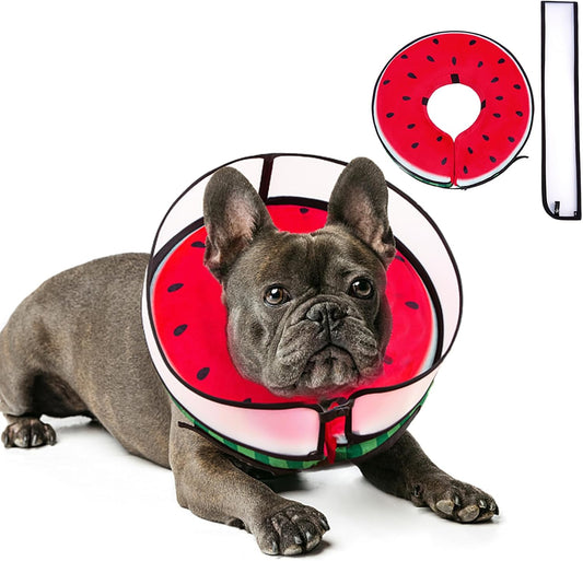 Inflatable Dog Cone Collar with Enhanced Anti-Licking, Soft Neck Donut for Dogs Cats, Recovery Pet Cone Collar After Surgery for Large Medium Small Dogs… (Watermelon, Medium)