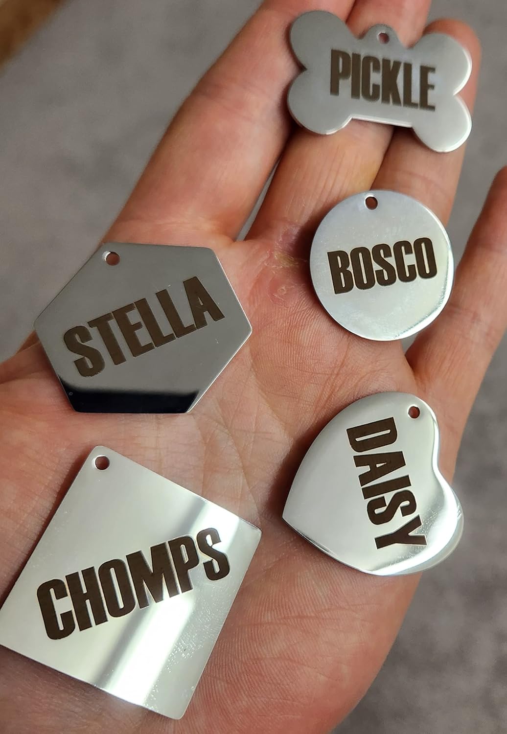 Dr. Fremont's Stainless Steel ID Dog Tags Engraved for Pets Personalized for Cat or Dog Collar Bold Font for Safety (Small, Heart)