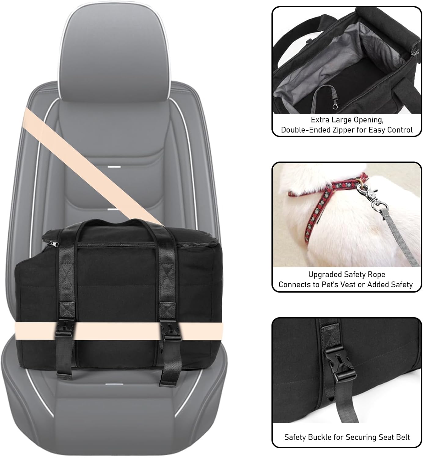 Small Dog Car Seat, Dog Harness, Washable Small Dog Car Seat, Portable Dog Carry Bag, Suitable for Pets Outdoor Travel/Shopping