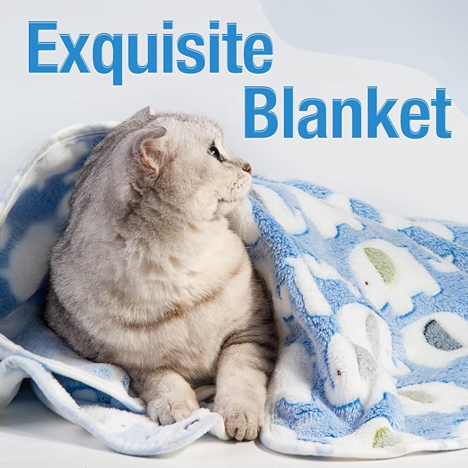 Pet Soft 1 Pack 3 Pet Blankets for Dogs - Fluffy Cats Dogs Blanket for Small Medium & Large Dog, Cute Print Pet Throw Puppy Blankets Fleece (Elephant, 3XL)