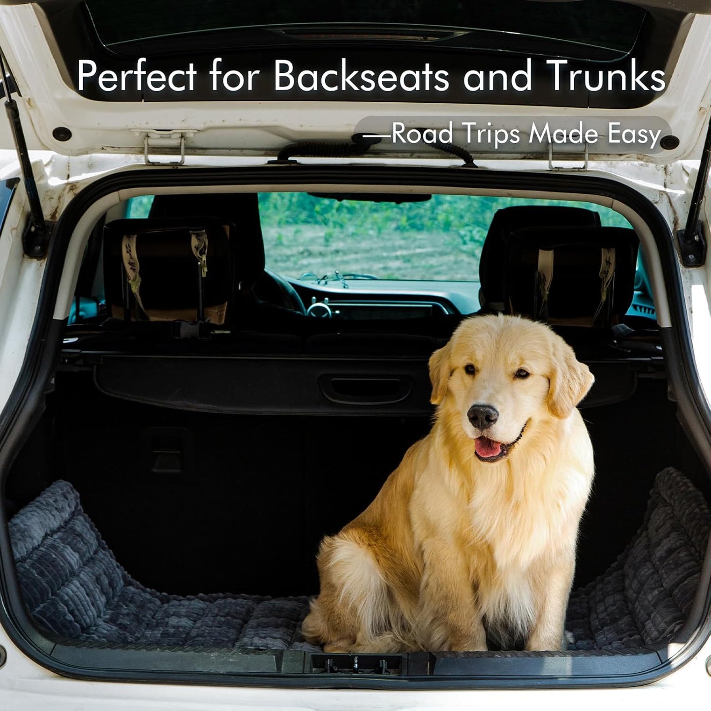 Dog Bed for Car, Pet Travel Backseat Mat for Vehicle SUV Truck Jeep Automobile, Large Washable Foldable Non-Slip Fuzzy Soft Comfortable Cozy Extender Protector Cover Pad, Grey, 24.8x54 in