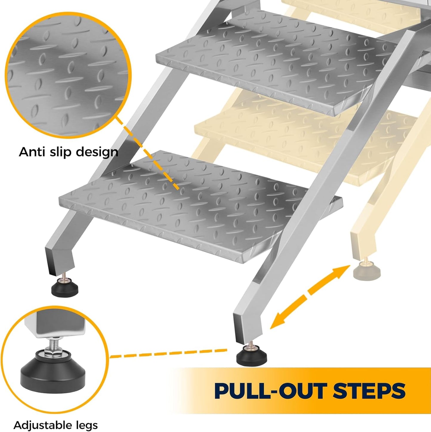 Professional Stainless Steel Dog Washing Station for Home, 50" Dog Bathtub for Large, Medium and Small Pet, Dog Grooming Tub with Anti-Slip Steps, Faucet, and Soap Box (Left Door)