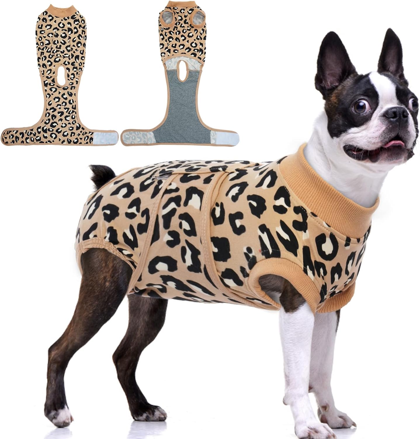 FUAMEY Recovery Suit for Dogs After Surgery,Soft Breathable Dog Bodysuit E-Collar & Cone Alternative Surgical Suit,Male Female Dog Neuter Spay Suits Anti Licking Wounds Onesie Brown Leopard M