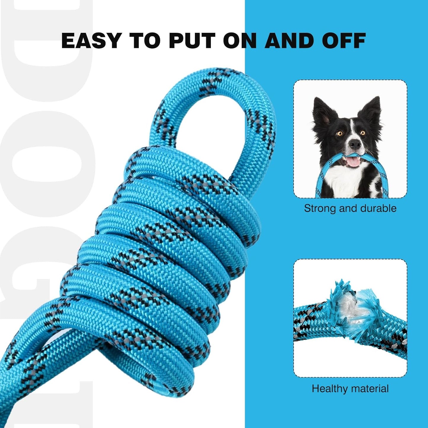lynxking Slip Lead Dog Leash Reflective, Heavy Duty Comfortable Strong Rope for Large Medium Small Dogs No Pull Pet Training (Light Blue, 2PCS Large 1/2in x 6ft)