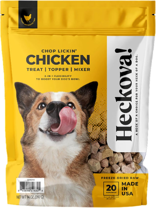 Chop Lickin’ Chicken - Freeze Dried Raw Dog Treats, Real Cuts of Chicken for Training, Meal Topper, High Protein, 15g Per Cup, Made in The USA, 14oz Bag