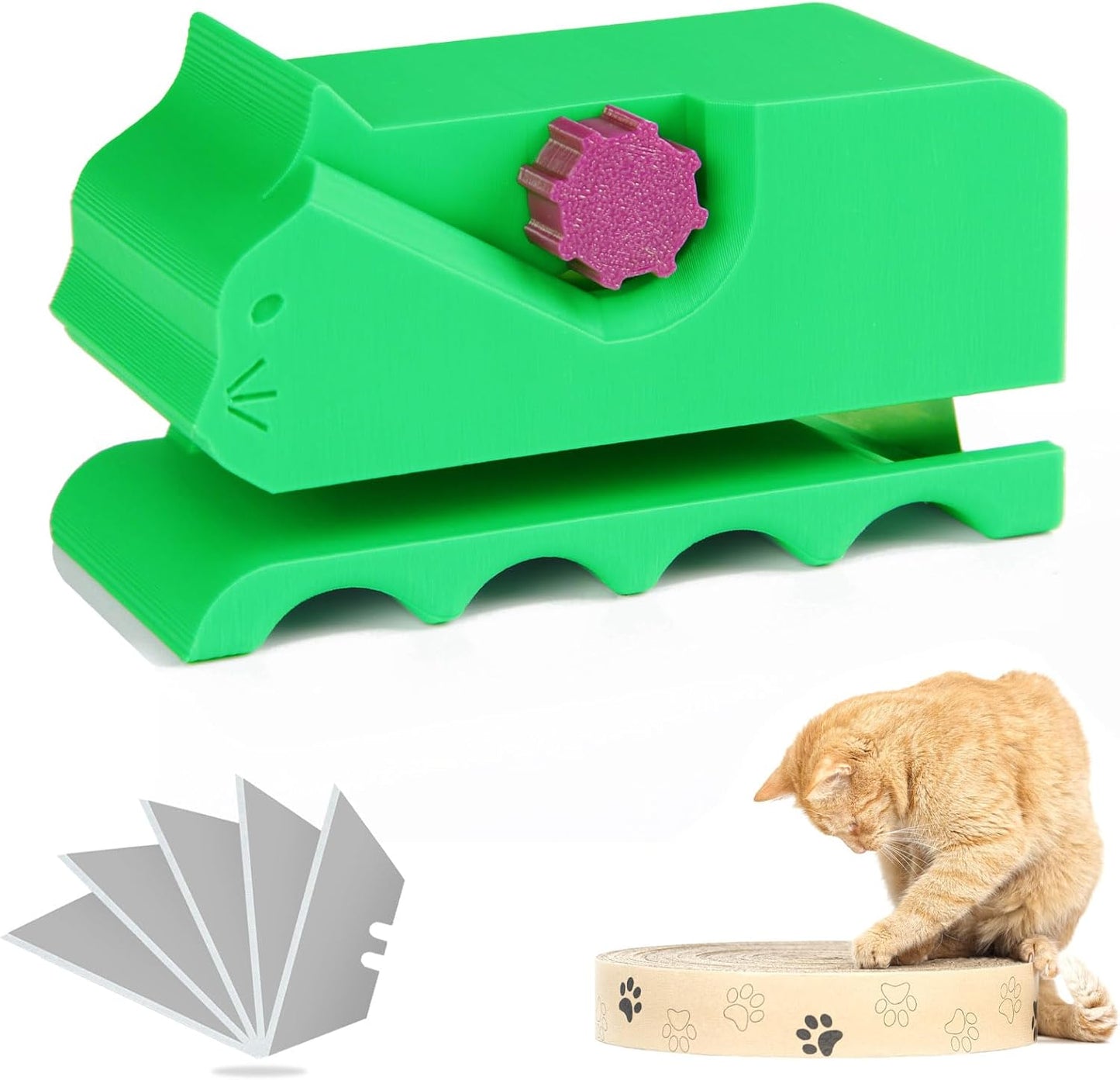 Cardboard Strip Cutter for Cat Scratchers, with 6pcs Blade,3D Printed Card Board Cutter Kids DIY Cat Scratchers Cardboard Strip Tool Machine for Cat Love