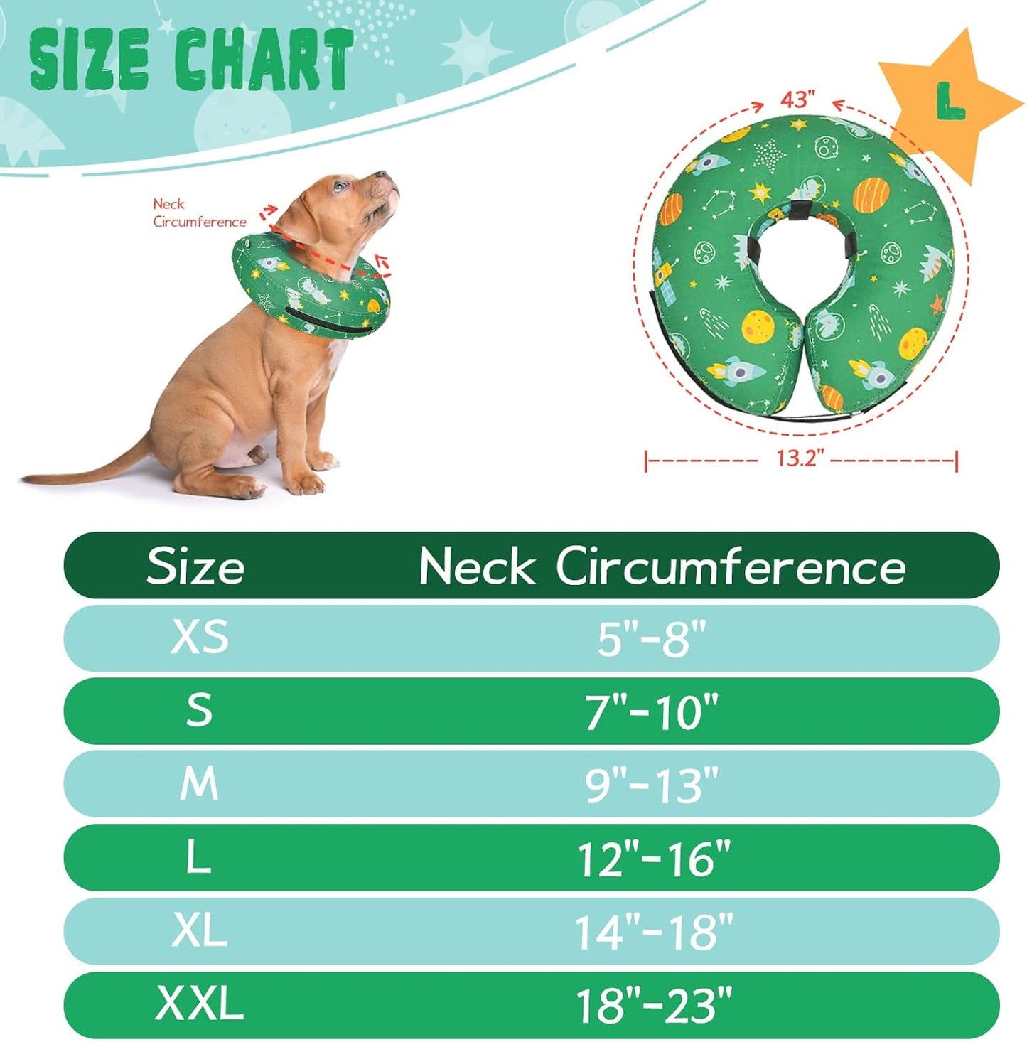 Inflatable Dog Cone Collar for After Surgery, Dog Donut Collar After Surgery, Soft Pet Cone for Small Medium Large Dogs to Stop Licking