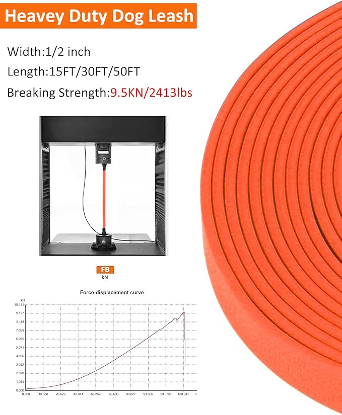 Waterproof Long Leash for Dogs Training 16FT/30FT/50FT, Long Dog Leash Heavy Duty Lead for Large Medium Small Dogs Outside Walking, Playing, Camping, or Yard(Orange 50FT)