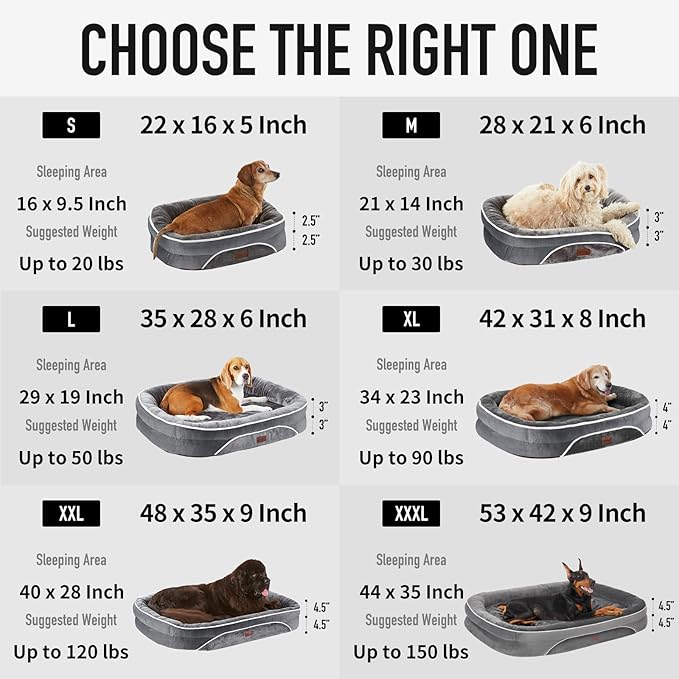 OhGeni Orthopedic Dog Couch Pet Sofa Large Sized Cat Beds with Comfort Foam Support, Soft Comfortable Fabric, Machine Washable Waterproof Removable Cover, 35-Inch (Dark Blue)