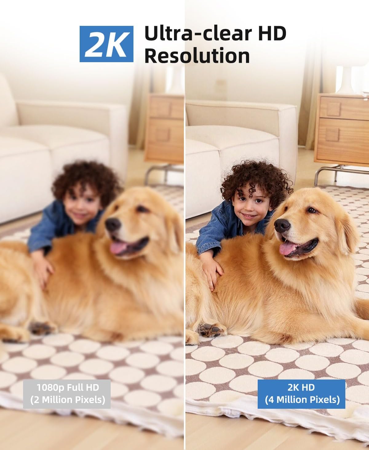 Noorio 2K Indoor Security Camera with 5GHz WiFi - 360° Pan Tilt Pet Camera for Dogs & Cats, Dog Monitor with Speaker, No Subscription Needed, Alexa Compatible, Motion Tracking, Night Vision-Model T110