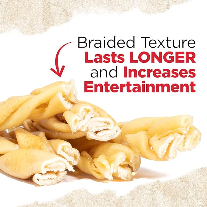 Natural Farm Braided Pork Collagen Dog Chews (10 Pack), Flavorful Braided Pork Collagen Sticks, Natural Dog Chews, Long Lasting, for Small, Medium, and Large Dogs, Odor-Free Rawhide Alternative