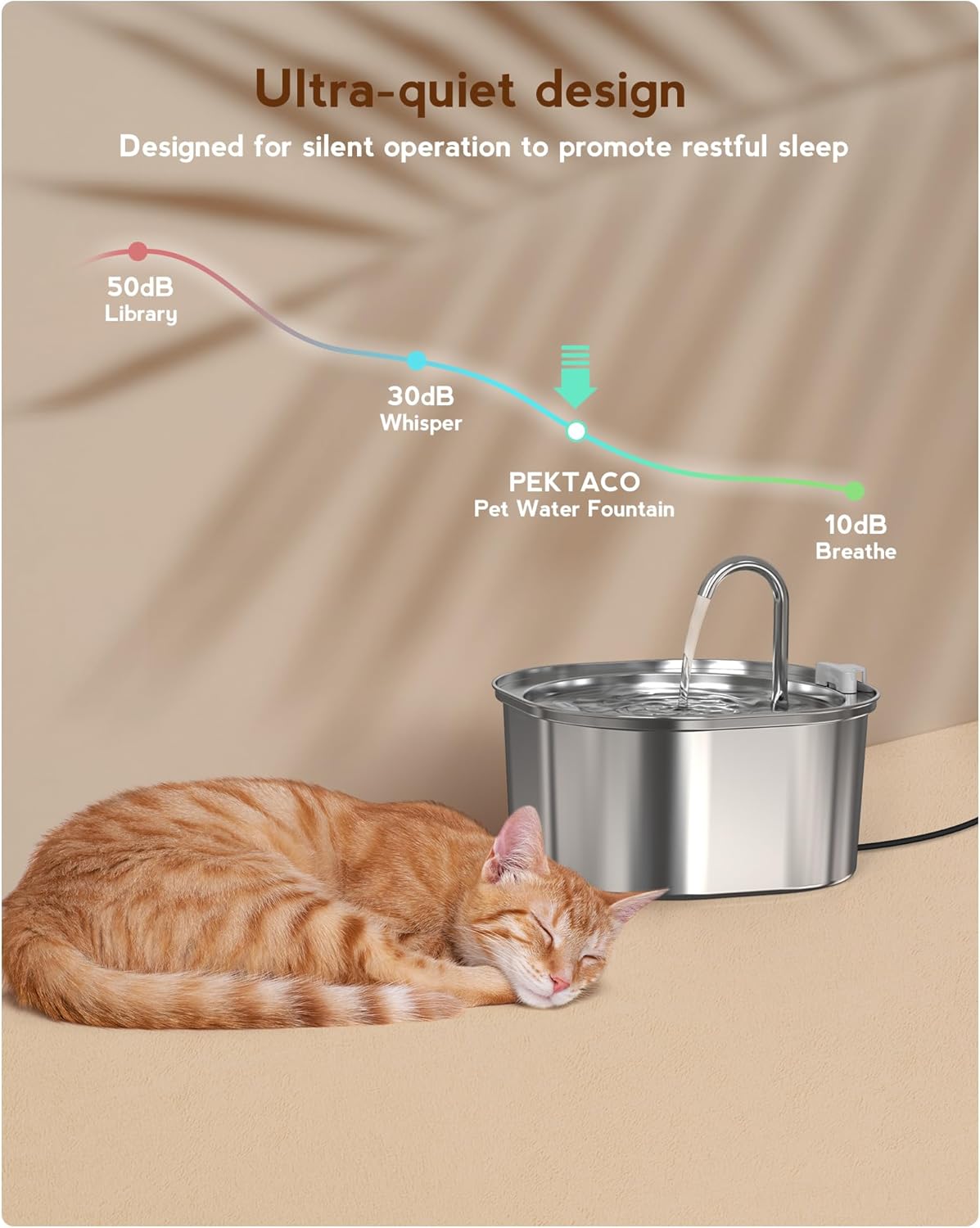 Cat Water Fountain, 3.2L/108oz Stainless Steel Pet Water Fountain for Cats/Dogs Indoor, Dog Drinking Dispenser Metal Kitty Spout with 6 Filters+ 6 Sponges