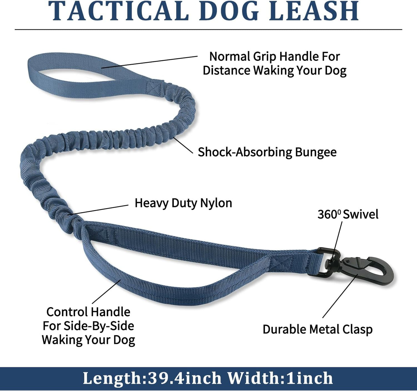 COOYOO Dog Collar,3 Piece Set Tactical Dog Collars, Adjustable Military Training Nylon Dog Collar with Control Handle and Heavy Metal Buckle for Medium and Large Dogs