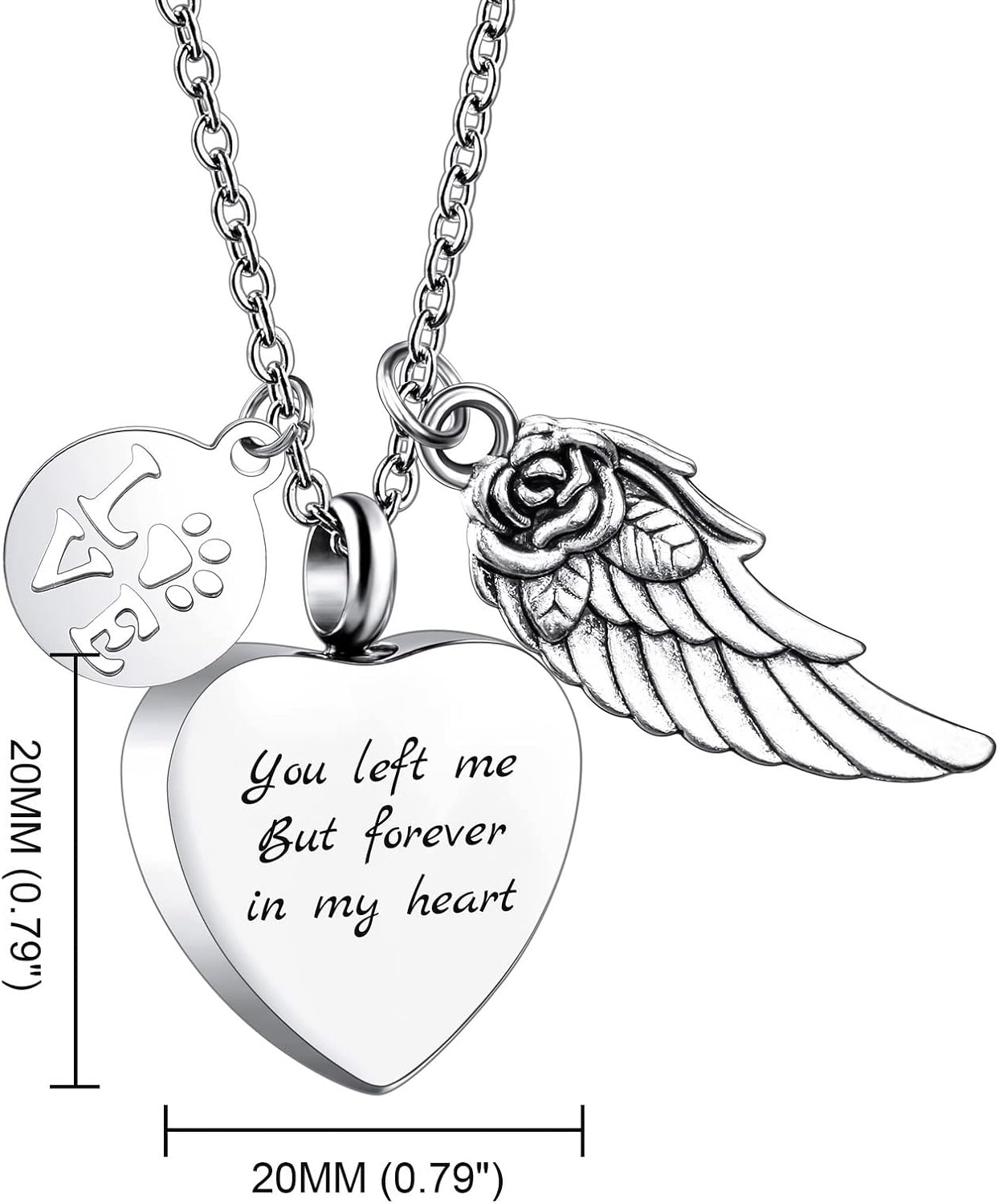 Personalized Urn Necklace for Pet Ashes Custom Photo/Name/Date Paw Print Pendant for Women Men Cremation Jewelry Memorial Keepsake for Dog/Cat/Pet Urn Necklace with Funnel Fill Kit