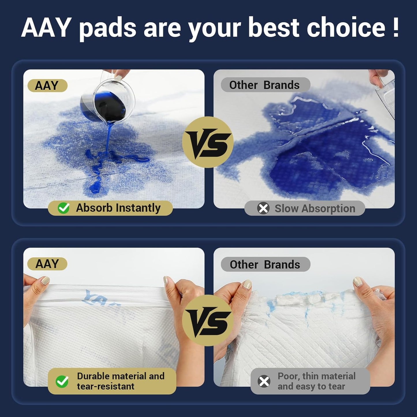 AAY Chucks Pads Disposable Adult Incontinence Bed Pads 36x36 7-Layer Ultra Absorbent, Leakproof & Heavy-Duty, Breathable & Comfortable for Adults, Babies and Pets（50 Count）