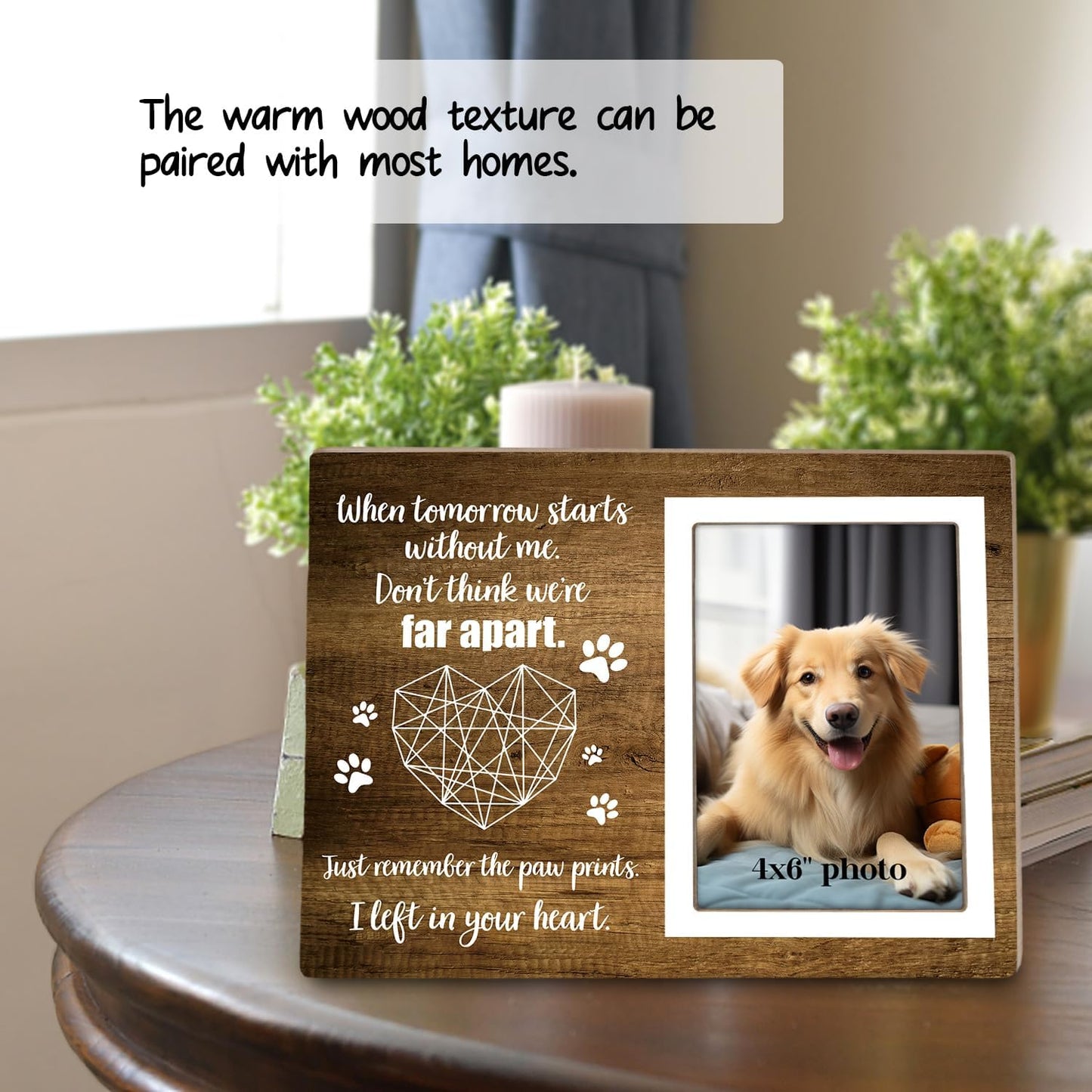Dog Memorial Picture Frame,Pet Wooden Memorial Gifts Picture Frame for Loss of Pet Sympathy Keepsake Gifts, When Tomorrow Starts Without Me 4x6 Photo12P114